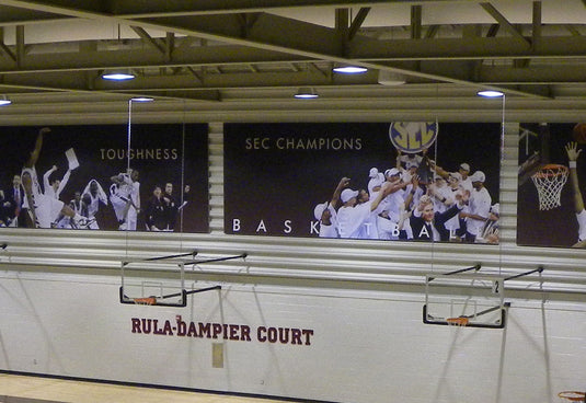 Gared Stationary Three-Point Wall Mount Basketball Hoop with Glass Backboard