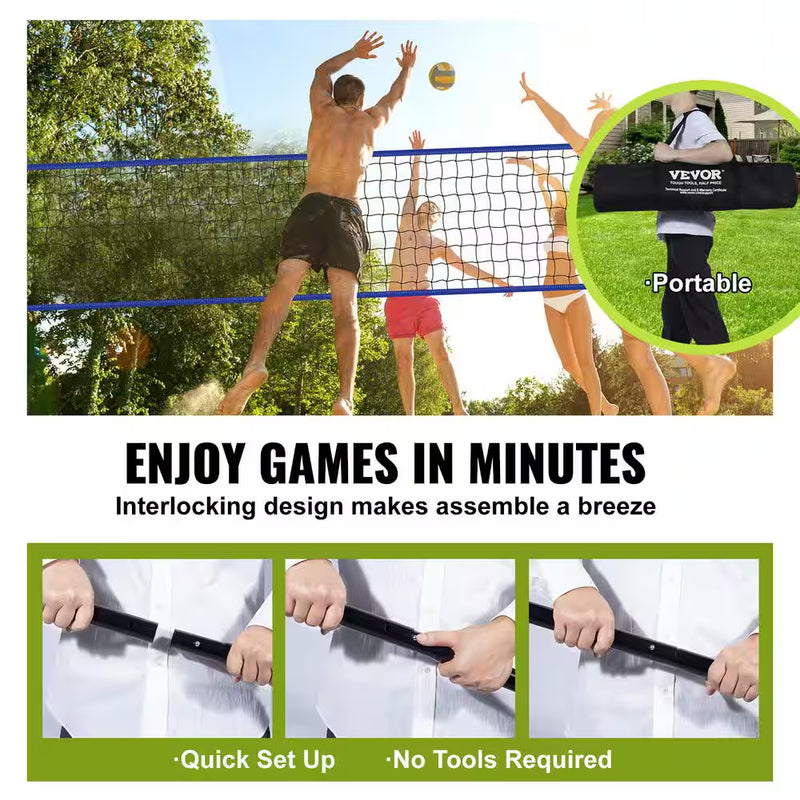 Load image into Gallery viewer, Outdoor Portable Volleyball Net System with Adjustable Height 1.5 In. Dia Steel Poles Professional Volleyball Set
