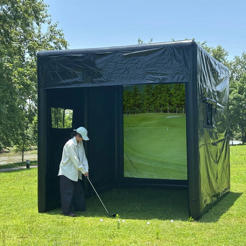 Load image into Gallery viewer, Portable Inflatable Golf Simulator Set - 13X10Ft Dual - Use (Indoor &amp; Outdoor) Golf Practice Swing System with Inflatable Tent &amp; Pump
