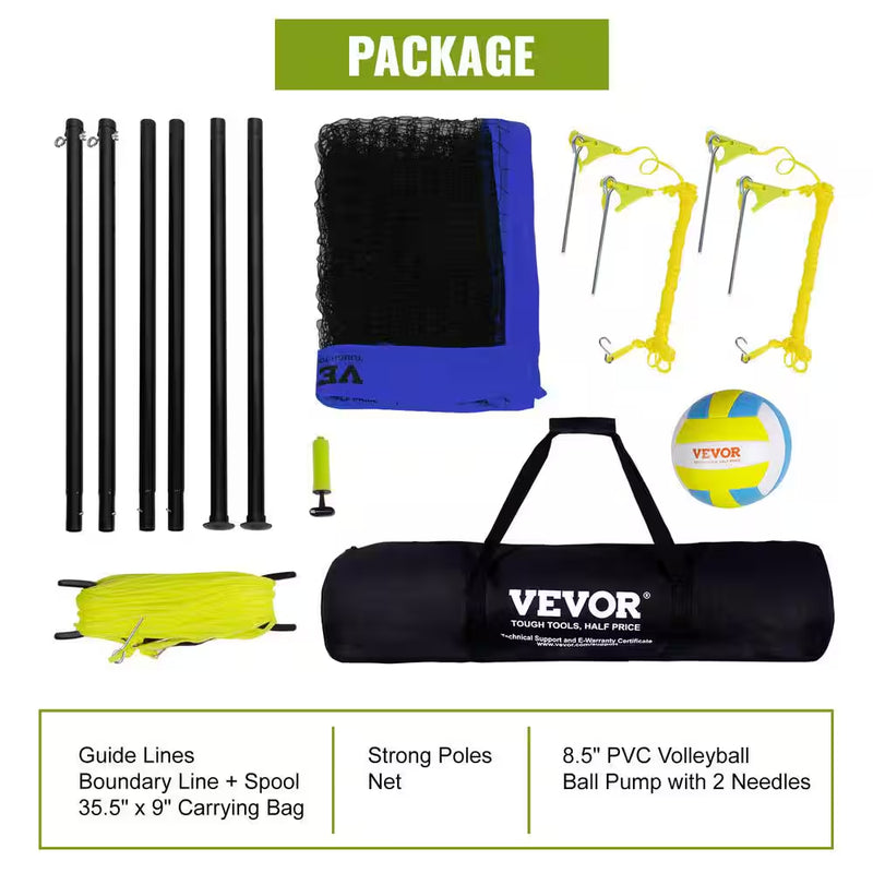 Load image into Gallery viewer, Outdoor Portable Volleyball Net System with Adjustable Height 1.5 In. Dia Steel Poles Professional Volleyball Set
