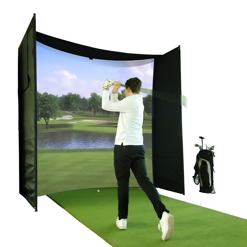 Load image into Gallery viewer, DIY Golf Simulator Impact Screen Frame Enclosure Kit Set, Use with Simulators, Durable Fabric with Velcro, Reinforced Black Border, 9.8'X9.8'X4.9'

