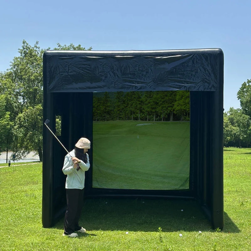 Load image into Gallery viewer, Portable Inflatable Golf Simulator Set - 13X10Ft Dual - Use (Indoor &amp; Outdoor) Golf Practice Swing System with Inflatable Tent &amp; Pump
