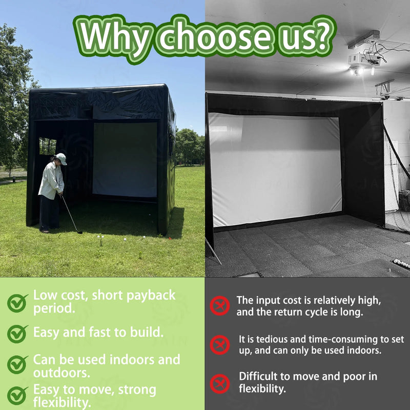 Load image into Gallery viewer, Portable Inflatable Golf Simulator Set - 13X10Ft Dual - Use (Indoor &amp; Outdoor) Golf Practice Swing System with Inflatable Tent &amp; Pump
