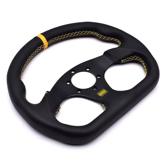 SK CUSTOM Leather D Shape Steering Wheel Hand Layer Universal 330Mm Racing Car Steering Wheel