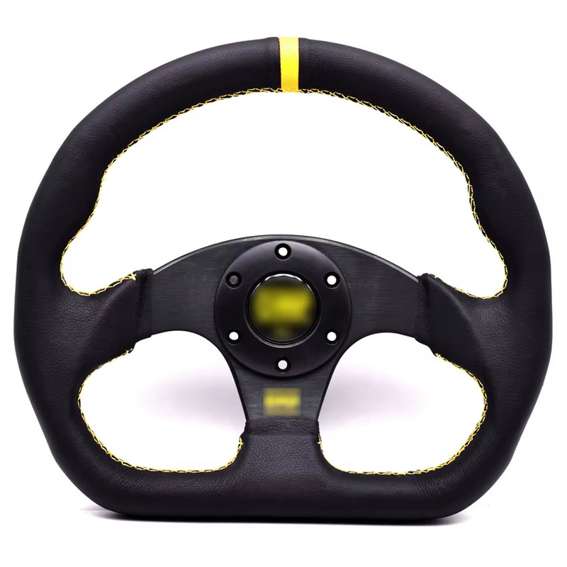 Load image into Gallery viewer, SK CUSTOM Leather D Shape Steering Wheel Hand Layer Universal 330Mm Racing Car Steering Wheel
