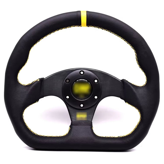 SK CUSTOM Leather D Shape Steering Wheel Hand Layer Universal 330Mm Racing Car Steering Wheel