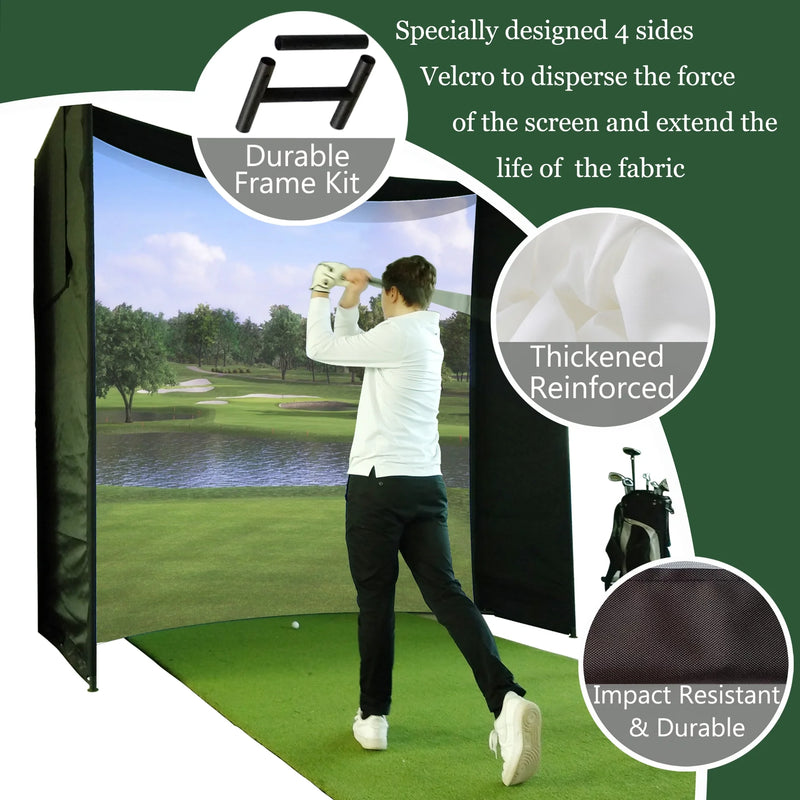 Load image into Gallery viewer, DIY Golf Simulator Impact Screen Frame Enclosure Kit Set, Use with Simulators, Durable Fabric with Velcro, Reinforced Black Border, 9.8'X9.8'X4.9'
